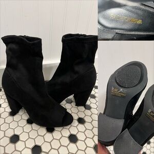 Fashion Nova Black Heeled Boots with Pointed Toe and Thick Heel